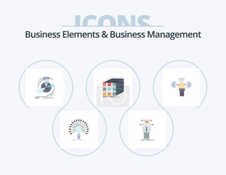 Ilustración de Business Elements And Business Managment Flat Icon Pack 5 Icon Design. cube. abstract. network. reference. performance - Imagen libre de derechos