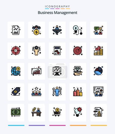 Téléchargez les illustrations : Creative Business Management Pack icône 25 Line FIlled Tels que les affaires. discuter. conversion. les affaires. idée - en licence libre de droit