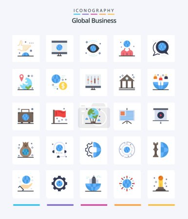 Illustration for Creative Global Business 25 Flat icon pack  Such As person. international. eye. human. vision - Royalty Free Image