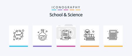 Illustration for School And Science Line 5 Icon Pack Including read. study. gear. school. calendar. Creative Icons Design - Royalty Free Image