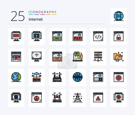 Illustration for Internet 25 Line Filled icon pack including internet. program. webcam. php. technology - Royalty Free Image