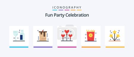 Illustration for Party Flat 5 Icon Pack Including firework. kid. wedding. holiday. valentine. Creative Icons Design - Royalty Free Image