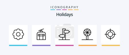 Ilustración de Holidays Line 5 Icon Pack Including drum. holiday. holiday. globe. christmas. Creative Icons Design - Imagen libre de derechos