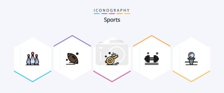 Ilustración de Pack de iconos Sports 25 FilledLine que incluye ejercicio. dumbell. Deporte. juego. árbitro - Imagen libre de derechos