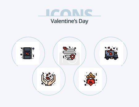Illustration for Valentines Day Line Filled Icon Pack 5 Icon Design. . love. hands. hand. valentine - Royalty Free Image