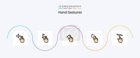 Téléchargez les illustrations : Hand Gestures Line Filled Flat 5 Icon Pack Including finger. refresh. contract. hand. touch - en licence libre de droit