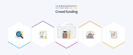 Ilustración de Crowdfunding 25 Flat icon pack including finance. money. currency. goal. finance - Imagen libre de derechos