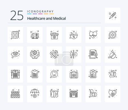 Ilustración de Medical 25 Line icon pack including pulse. beat. medical. preparing. herbal - Imagen libre de derechos