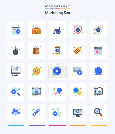 Illustration for Creative Marketing Seo 25 Flat icon pack  Such As internet. security. accessibility. protection. disability - Royalty Free Image