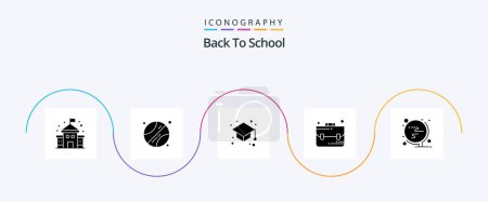 Ilustración de Paquete de iconos de Back To School Glyph 5, incluido. globo. gorra de graduado. mundo. escuela - Imagen libre de derechos