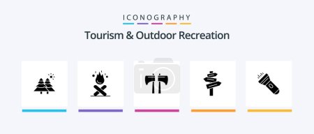 Illustration for Tourism And Outdoor Recreation Glyph 5 Icon Pack Including light. room. axe. motel. direction. Creative Icons Design - Royalty Free Image