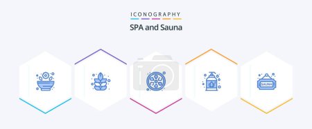 Illustration for Sauna 25 Blue icon pack including . tag. lotus. sign. fitness - Royalty Free Image