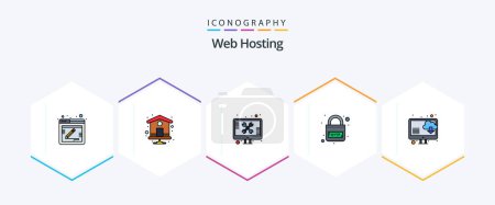 Illustration for Web Hosting 25 FilledLine icon pack including security. internet. repair. http. tools - Royalty Free Image