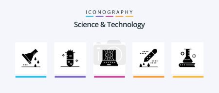 Illustration for Science And Technology Glyph 5 Icon Pack Including microbiology. chemical test. nuclear fission. technology. engineering. Creative Icons Design - Royalty Free Image