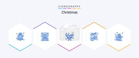 Illustration for Christmas 25 Blue icon pack including gifts. new year. christmas. holiday. christmas - Royalty Free Image