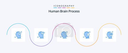 Téléchargez les illustrations : Processus cérébral humain Blue 5 Icon Pack Incluant la science. innovation. du papier. humain. recherche - en licence libre de droit