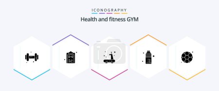 Illustration for Gym 25 Glyph icon pack including gym. water. exercise. food. bottle - Royalty Free Image