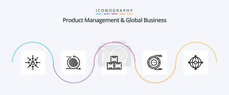 Ilustración de Gestión de productos y línea de negocio global 5 Icon Pack Incluyendo estimación. análisis. gestión. asignación. producción - Imagen libre de derechos
