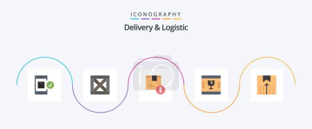 Ilustración de Entrega y logística Flat 5 Icon Pack Incluyendo formas. entrega. roto. logística - Imagen libre de derechos