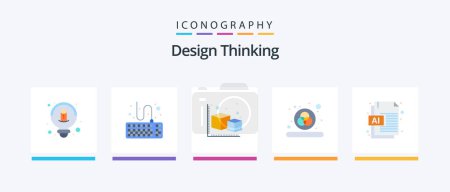 Téléchargez les illustrations : Design Thinking Flat Pack de 5 icônes y compris le fichier. ai. flèche. rgb. couleur. Icônes créatives Design - en licence libre de droit