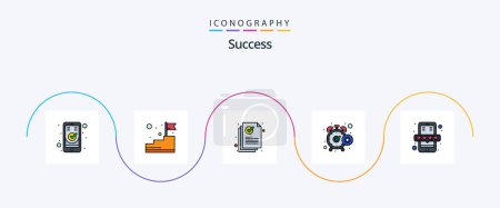 Illustration for Sucess Line Filled Flat 5 Icon Pack Including timer. chronometer. goal. gear. document - Royalty Free Image