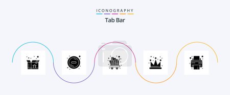 Ilustración de Tab Bar Glyph 5 paquete de iconos incluyendo. Impresión. comestibles. dispositivo. imperio - Imagen libre de derechos