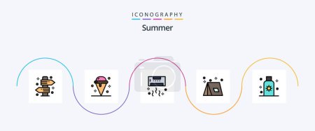 Illustration for Summer Line Filled Flat 5 Icon Pack Including summer. camp. summer. technology. cool - Royalty Free Image