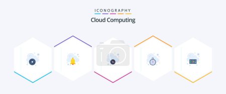 Téléchargez les illustrations : Cloud Computing 25 Flat icon pack including config. speedometer. cloud. speed. fast hosting - en licence libre de droit