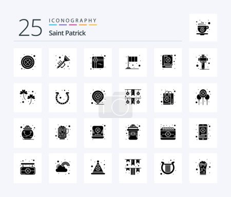 Téléchargez les illustrations : Saint Patrick 25 Solid Glyph icon pack including clover. patrick. gift. irish. festival - en licence libre de droit