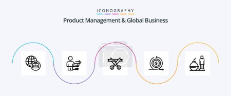 Ilustración de Product Managment And Global Business Line 5 Icon Pack Including problem. debt. opening. business. on - Imagen libre de derechos