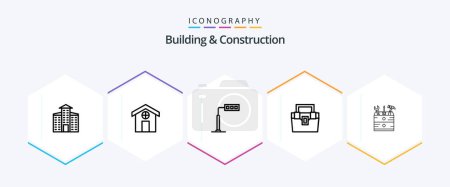Illustration for Building And Construction 25 Line icon pack including carpenter. tool. tower. toolkit. construction - Royalty Free Image
