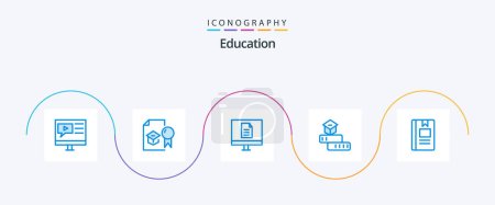Téléchargez les illustrations : Pack d'icônes Education Blue 5 Incluant l'apprentissage. l'éducation. étude. à l'école. internet - en licence libre de droit
