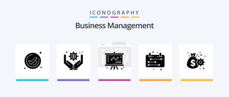 Ilustración de Business Management Glyph 5 Icon Pack Incluyendo la gestión. negocios. un gráfico. horario. calendario. Diseño de iconos creativos - Imagen libre de derechos