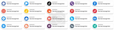 Ilustración de 20 Estilo de tarjeta de plataforma de redes sociales Sígueme Iconos con mensajes personalizables como iconos de instagram y facebook. Totalmente personalizable y profesional - Imagen libre de derechos