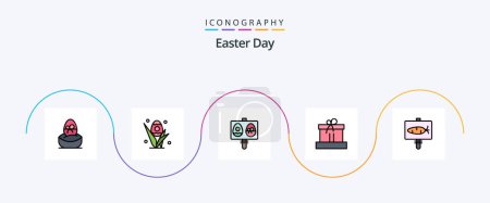 Illustration for Easter Line Filled Flat 5 Icon Pack Including board. easter. easter. box. holiday - Royalty Free Image