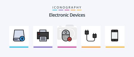 Illustration for Devices Line Filled 5 Icon Pack Including hardware. devices. gadget. memory. gadget. Creative Icons Design - Royalty Free Image