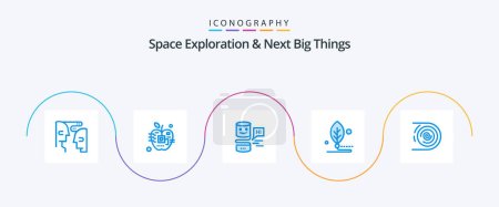 Illustration for Space Exploration And Next Big Things Blue 5 Icon Pack Including life. digital. electronic. biology. big think - Royalty Free Image