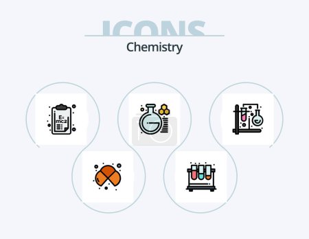Téléchargez les illustrations : Chemistry Line Filled Icon Pack 5 Icon Design. decoration. china. bamboo. year. new - en licence libre de droit