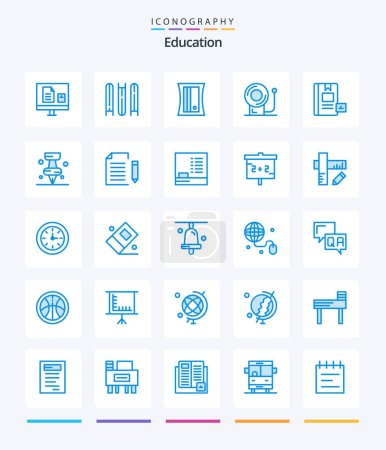 Téléchargez les illustrations : Creative Education 25 Pack icône bleue tel que livre. équipement. . éducation. - en licence libre de droit