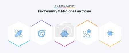 Illustration for Biochemistry And Medicine Healthcare 25 Blue icon pack including hospital. phone. analysis. mobile. medical - Royalty Free Image