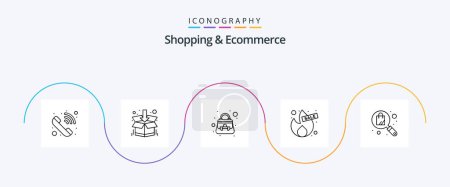 Ilustración de Shopping and Ecommerce Line 5 Icon Pack Incluye la búsqueda. venta. bolso de mano. oferta. fuego - Imagen libre de derechos
