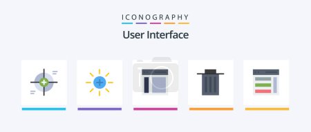 Ilustración de Interfaz de usuario Flat 5 Icon Pack Incluido el usuario. interfaz. usuario. eliminar. barra lateral. Diseño de iconos creativos - Imagen libre de derechos