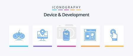 Illustration for Device And Development Blue 5 Icon Pack Including touchscreen. education. phone. search. browser. Creative Icons Design - Royalty Free Image