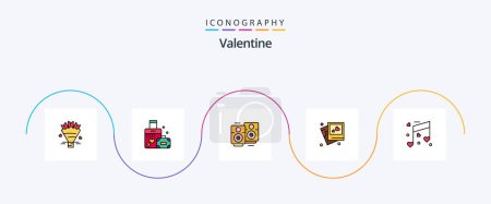 Illustration for Valentine Line Filled Flat 5 Icon Pack Including love. wedding. love wedding. heart. frame - Royalty Free Image