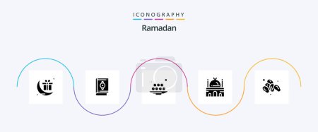 Téléchargez les illustrations : Ramadan Glyph 5 Icon Pack Including building . ramadan. quran . meal . iftar - en licence libre de droit