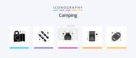 Téléchargez les illustrations : Camping Glyph 5 Icon Pack Inclus. para cordon. sécurité. noeud. Bâton. Icônes créatives Design - en licence libre de droit