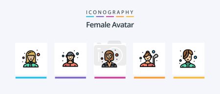 Illustration for Female Avatar Line Filled 5 Icon Pack Including female. profile. female. female. avatar. Creative Icons Design - Royalty Free Image