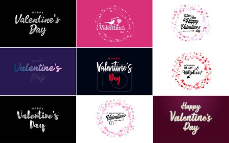 Téléchargez les illustrations : Happy Valentine's Day typography poster with handwritten calligraphy text. isolated on white background - en licence libre de droit