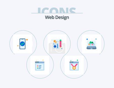 Ilustración de Web Design Flat Icon Pack 5 Icon Design. photo. tools. authentication. pen. edit - Imagen libre de derechos