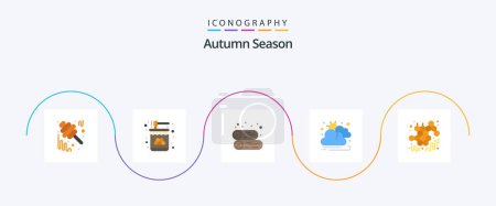 Illustration for Autumn Flat 5 Icon Pack Including autumn. cloud. jar. autumn. fireplace - Royalty Free Image